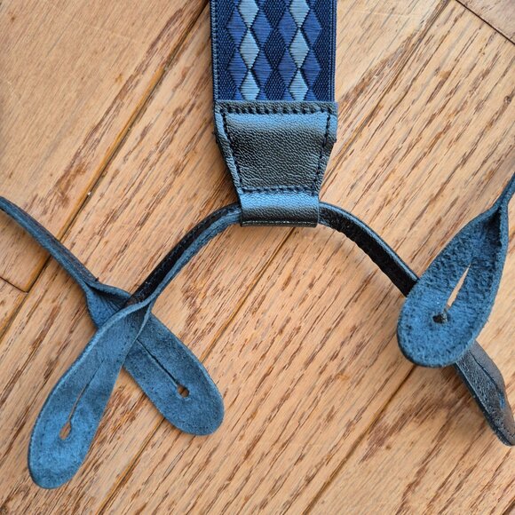 Albert Thurston Blue Diamond Argyle Elastic Suspenders - Picture 12 of 15